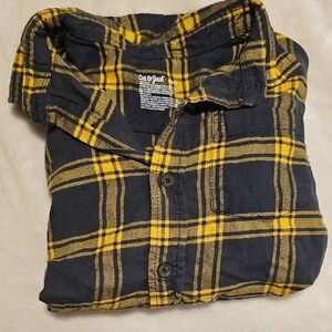 Cat & Jack Boys Navy and Yellow Plaid Shirt